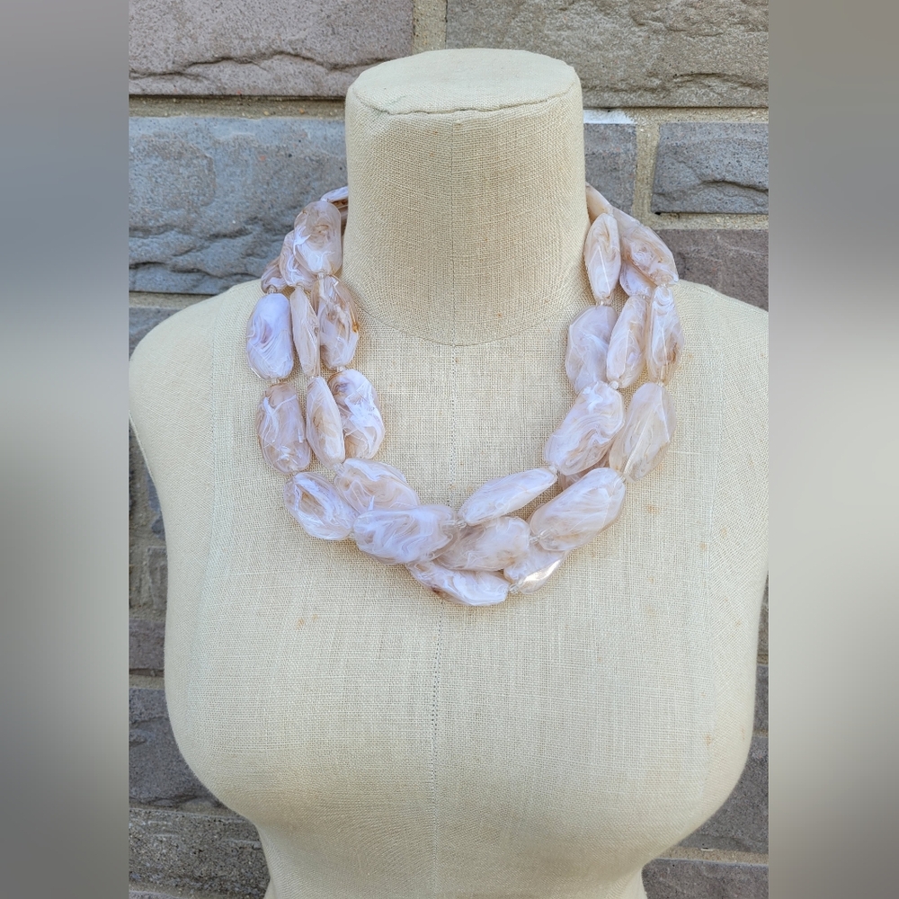Anthropologie Soft Ecru Multi-Strand Statement Necklace